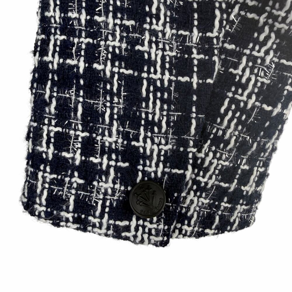 Rag & Bone Elvy Tweed Double Breasted Blazer Jacket Navy Size 12 - Picture 10 of 11